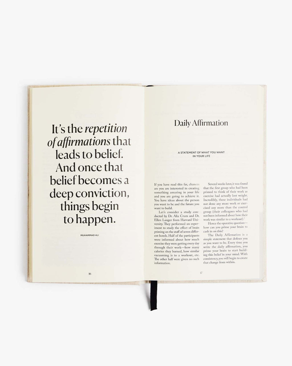 Open book with text on a white background